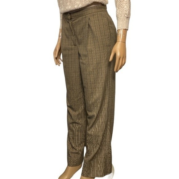 Vintage 90s Liz Claiborne Trousers Kylie Plaid Pleated Brown & Tan Pants Size 6 - Picture 6 of 16